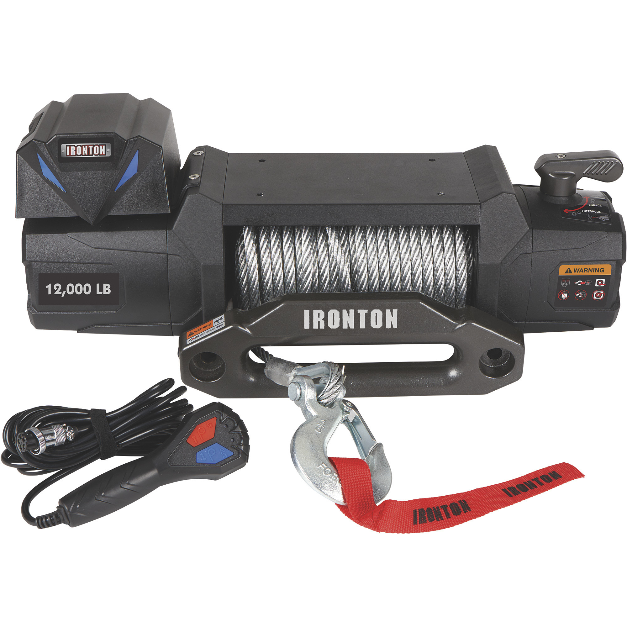 Ironton 12 Volt DC Powered Electric Truck Winch, 12,000Lb. Capacity